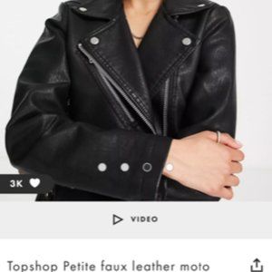 Topshop Black Faux Leather Jacket. Like new - only worn one time.